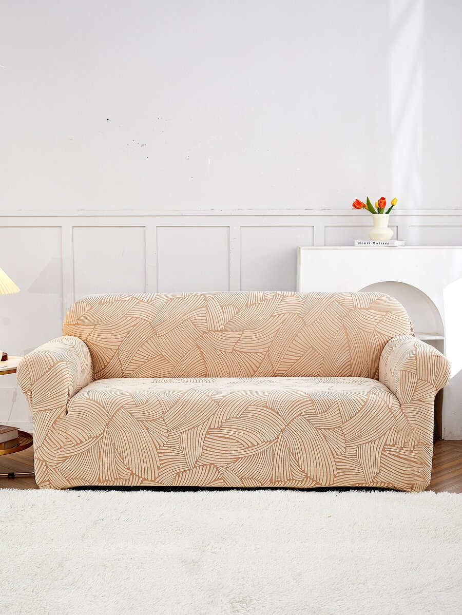 1pc 3d Knitted Sofa Cover - Khaki - View 1