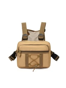 Drawstring Front Sling Bag - Camel - View 1