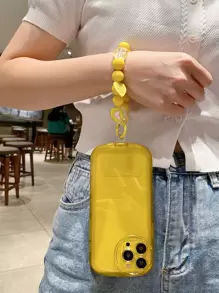 素色手機殼附帶串珠掛繩 - 黃色 - 查看 1