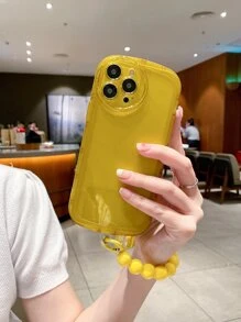 素色手機殼附帶串珠掛繩 - 黃色 - 查看 2
