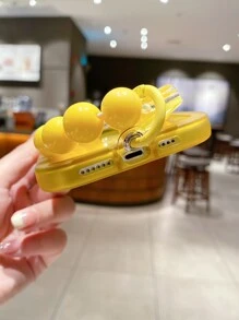 素色手機殼附帶串珠掛繩 - 黃色 - 查看 3