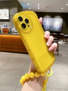 素色手機殼附帶串珠掛繩 - 黃色 - 查看 4