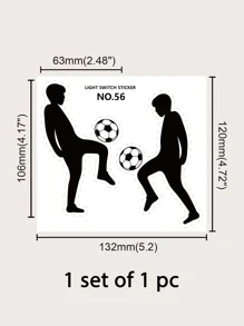 1pc Football & Figure Graphic Switch Outlet Wall Sticker - Đen và trắng - Xem 4