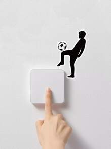 1pc Football & Figure Graphic Switch Outlet Wall Sticker - Đen và trắng - Xem 5