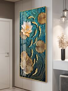 1pc Frameless Abstract Art Lotus Painting - Multicolor - View 2