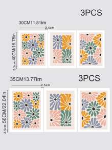 3入組花朵圖案無框畫 - 彩色 - 查看 5