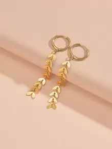 Wheat Ear Drop Earrings - Yellow Gold - View 1