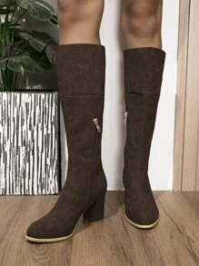 Point Toe Chunky Heeled Classic Boots