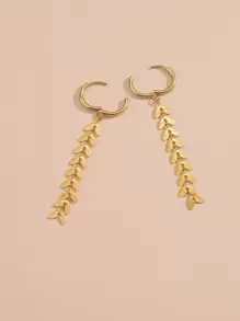 Wheat Ear Drop Earrings - Yellow Gold - View 2