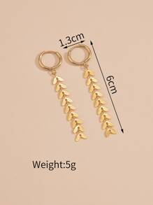 Wheat Ear Drop Earrings - Yellow Gold - View 5
