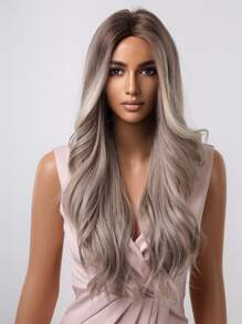 HAIRCUBE 28 Inch Golden Brown Wigs for Women Middle Part Synthetic Wig Natural Curly Wig for Dating Party - Multicolor - View 8