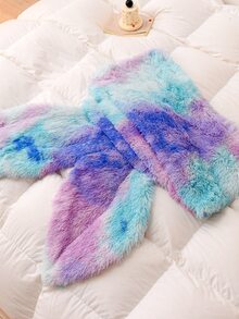 1pc Tie Dye Pattern Mermaid Tail Shaped Blanket - Multicolor - View 3