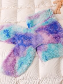 1pc Tie Dye Pattern Mermaid Tail Shaped Blanket - Multicolor - View 5