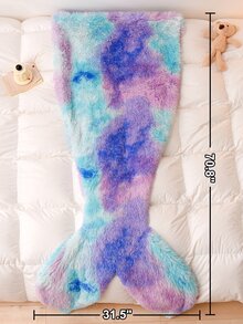 1pc Tie Dye Pattern Mermaid Tail Shaped Blanket - Multicolor - View 6