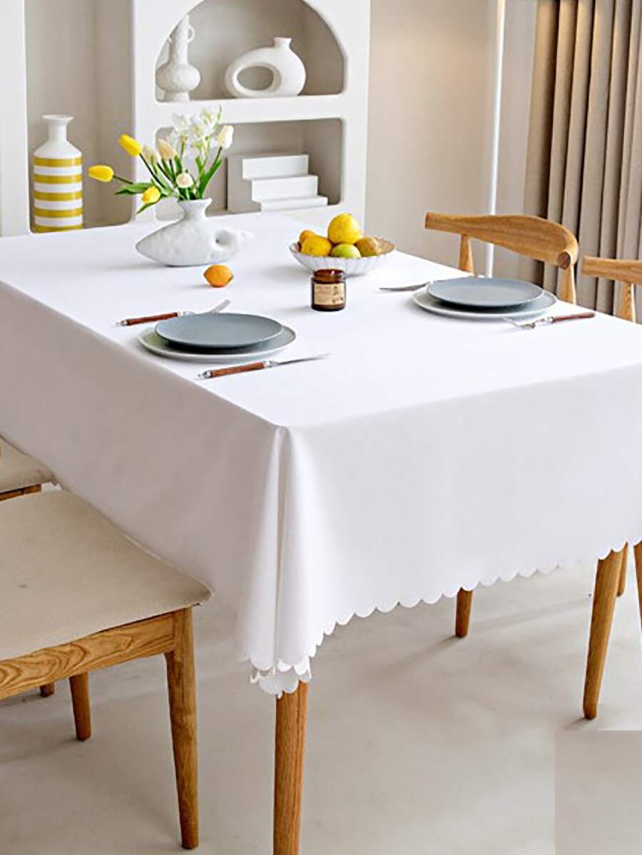 Khăn trải bàn không thấm nước Scallop Trim - trắng - Xem 1