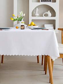 Khăn trải bàn không thấm nước Scallop Trim - trắng - Xem 2