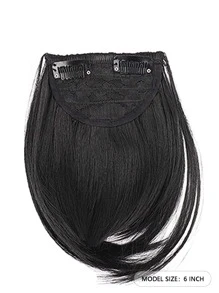 Fringe Bangs Synthetic Hair Extensions Bangs 5 Inch Two Clips Short Straight Hair Wig Bangs Hair Extensions-Black - Black - View 3