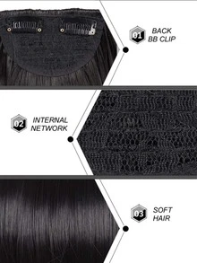 Fringe Bangs Synthetic Hair Extensions Bangs 5 Inch Two Clips Short Straight Hair Wig Bangs Hair Extensions-Black - Black - View 4