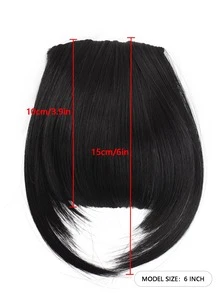 Fringe Bangs Synthetic Hair Extensions Bangs 5 Inch Two Clips Short Straight Hair Wig Bangs Hair Extensions-Black - Black - View 5