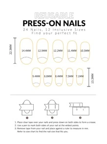 prettysecrets 24pcs Short Oval Fake Nail & 1pc Nail File & 1sheet Tape - White - View 3