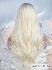 Haircube 28 Inch Đen Trắng Gradient Màu Vàng Xoăn Dài Xoăn Đẹp Duyên Dáng Thời Trang Quyến Rũ Bộ Tóc Giả Tổng Hợp Dành Cho Nữ - Nhiều màu - Xem 2