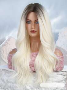 Haircube 28 Inch Đen Trắng Gradient Màu Vàng Xoăn Dài Xoăn Đẹp Duyên Dáng Thời Trang Quyến Rũ Bộ Tóc Giả Tổng Hợp Dành Cho Nữ - Nhiều màu - Xem 3