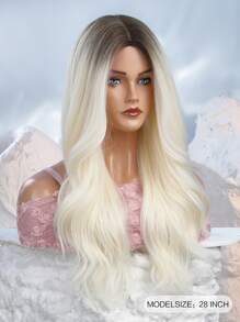 Haircube 28 Inch Đen Trắng Gradient Màu Vàng Xoăn Dài Xoăn Đẹp Duyên Dáng Thời Trang Quyến Rũ Bộ Tóc Giả Tổng Hợp Dành Cho Nữ - Nhiều màu - Xem 4