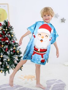 1pc Christmas Santa Pattern Kids Bath Towel - Multicolor - View 6