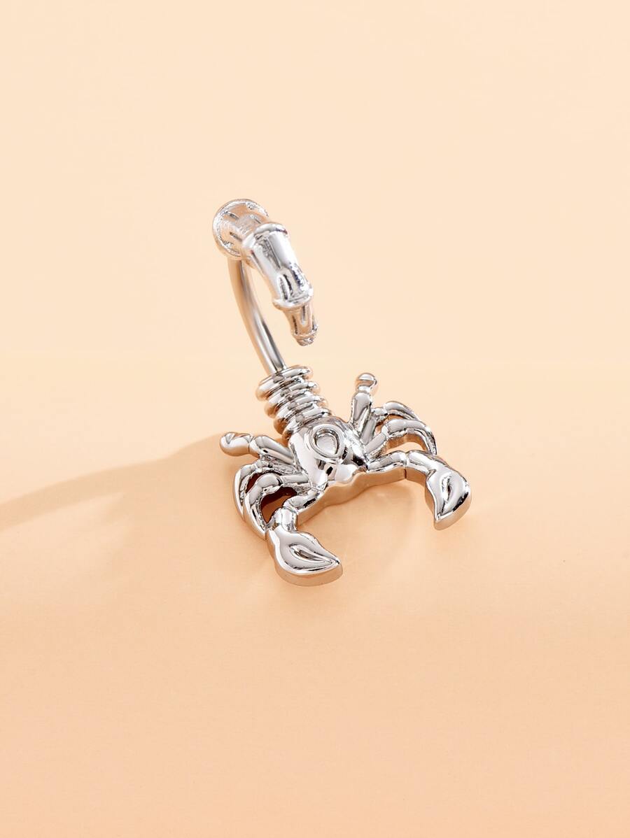 1 pieza Piercing perfecto, diseño de escorpión, anillo para el ombligo, arcoíris de cobre, piercing magnético para el tabique, joyería de cobre - Plateado - Ver 1