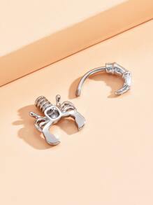 1 pieza Piercing perfecto, diseño de escorpión, anillo para el ombligo, arcoíris de cobre, piercing magnético para el tabique, joyería de cobre - Plateado - Ver 3