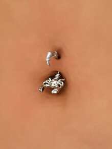 1 pieza Piercing perfecto, diseño de escorpión, anillo para el ombligo, arcoíris de cobre, piercing magnético para el tabique, joyería de cobre - Plateado - Ver 4