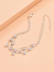 New Shiny Anklet, Simple Lady's Gift Diamond Encrusted Vintage Long Beach Foot Jewelry - Silver - View 8