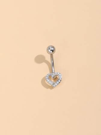 女式男士方晶鋯石心形裝飾肚臍肚皮環假穿孔防過敏女式男士無需穿孔身體首飾禮物