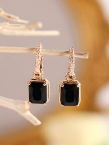 Cubic Zirconia Square Drop Earrings - Multicolor - View 1
