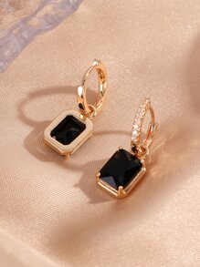 Cubic Zirconia Square Drop Earrings - Multicolor - View 2