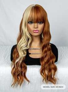 Peluca sintética largo rizado con tupe - Multicolor - Ver 2