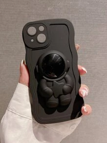 Ốp lưng iPhone mềm hình phi hành gia tương thích với iPhone 16 Pro Max/16/16 Pro/16 Plus/15/14/11/13/12/15 Pro Max/15 Pro/15 Plus/11 Pro Max/14 Pro Max/14 Pro/13 Pro Max/12 Pro Max, Thiết kế sóng tối giản - màu đen - Xem 4