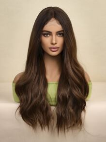 24 Inch 13*6*1 Ren Tóc Thẳng Dài Tóc Giả Nữ Sợi Tổng Hợp Thay Thế Tóc Tóc Giả Dành Cho Người Mới Bắt Đầu Thân Thiện Chịu Nhiệt Cho Halloween Cosplay - Dark Brown - Xem 2