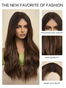 24 Inch 13*6*1 Ren Tóc Thẳng Dài Tóc Giả Nữ Sợi Tổng Hợp Thay Thế Tóc Tóc Giả Dành Cho Người Mới Bắt Đầu Thân Thiện Chịu Nhiệt Cho Halloween Cosplay - Dark Brown - Xem 5