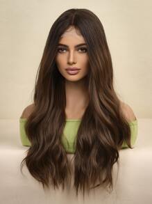 24 Inch 13*6*1 Ren Tóc Thẳng Dài Tóc Giả Nữ Sợi Tổng Hợp Thay Thế Tóc Tóc Giả Dành Cho Người Mới Bắt Đầu Thân Thiện Chịu Nhiệt Cho Halloween Cosplay - Dark Brown - Xem 4