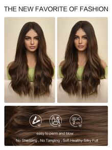 24 Inch 13*6*1 Ren Tóc Thẳng Dài Tóc Giả Nữ Sợi Tổng Hợp Thay Thế Tóc Tóc Giả Dành Cho Người Mới Bắt Đầu Thân Thiện Chịu Nhiệt Cho Halloween Cosplay - Dark Brown - Xem 6