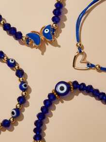 4入組邪惡之眼和愛心裝飾手環 - 彩色 - 查看 2