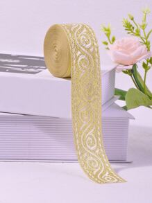 1卷卷軸提花DIY織帶 - 金色 - 查看 6