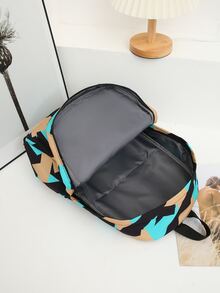 3pcs Colorblock Backpack Set With Pen Case - Multicolor - View 4