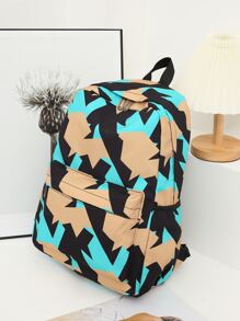 3pcs Colorblock Backpack Set With Pen Case - Multicolor - View 6