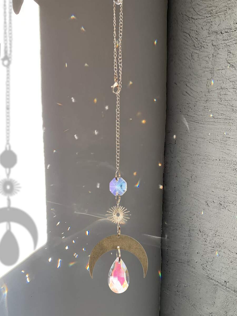 1pc Moon Design Wall Hanging - Pink - View 1