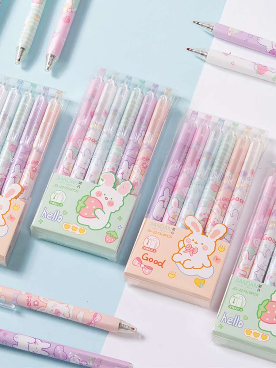 6pcs Cartoon Graphic Ballpoint Pen - Multicolor - View 1