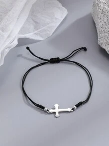 Vòng đeo tay trang trí chữ thập bằng thép không gỉ dành cho nam giới thời trang và được ưa chuộng để làm quà tặng trang sức và cho vẻ ngoài sành điệu - màu đen - Xem 1