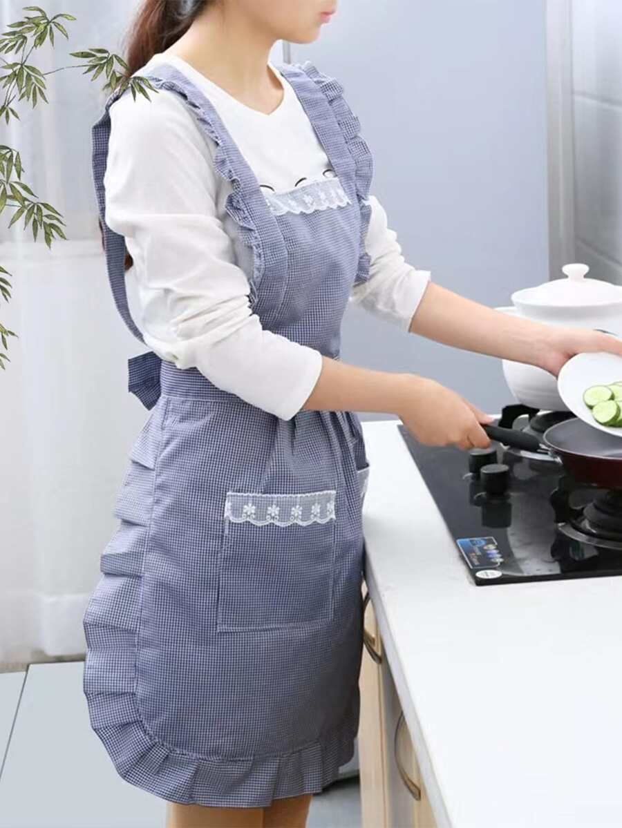 1入組蕾絲邊防水圍裙 - 彩色 - 查看 1