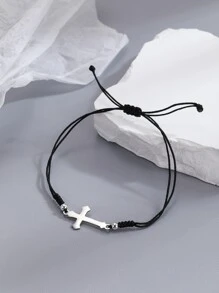 Vòng đeo tay trang trí chữ thập bằng thép không gỉ dành cho nam giới thời trang và được ưa chuộng để làm quà tặng trang sức và cho vẻ ngoài sành điệu - màu đen - Xem 3